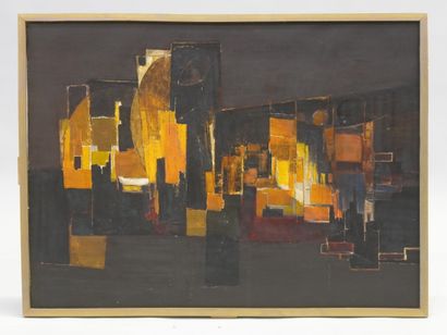 GABRIOT
Peinture abstraite à fond noir sbd,
60...