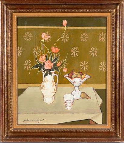 Simon Auguste 
Pot de fleurs, 
Hst sbg, 55...