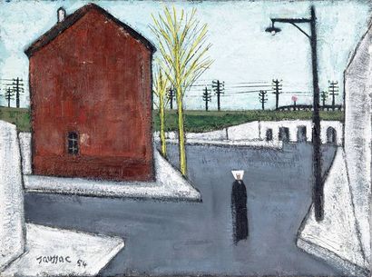 JAUSSAC
Paysage avec nonne,
Hst signée et...