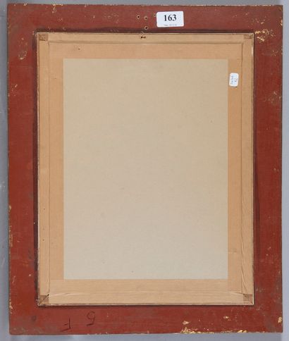 ECOLE MODERNE, 
Elégante aux jumelles,
Aquarelle...