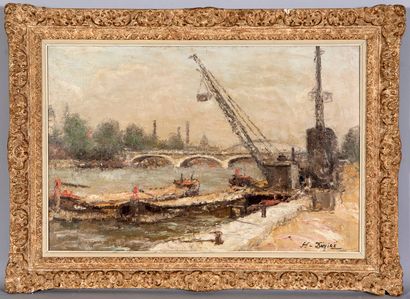 DEZIRE Henri,
Grues sur les quais de la Seine,
Hst...