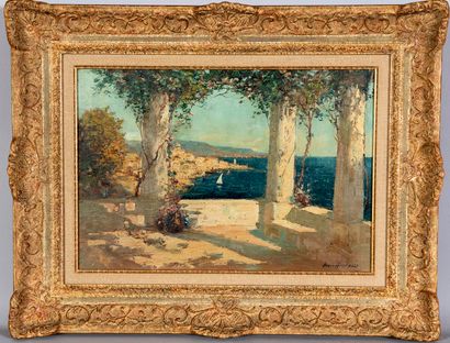 AMEGLIO Merio,
Belvédère au bord de la Méditerrranée,
Hst...