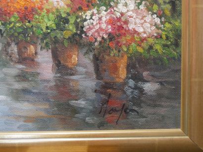 20th century school, Marché aux fleurs, Hst...