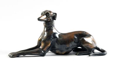 Modern school Sitting greyhound with crossed...