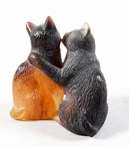 DAUM France - Groupe de 2 chats en pâte de...
