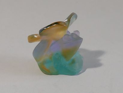 DAUM France - Grenouille surmontée d'un nénuphar...
