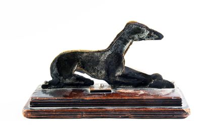 Modern school Sitting greyhound with crossed...