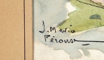 PEROUSE J Mario Vue d'Aydat et du lac, Watercolor...