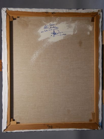 Alex Compostion abstract fond bleu, Acrylic,...