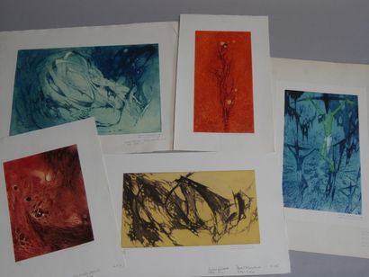 Ensemble de 40 gravures de Lucien Véchar...