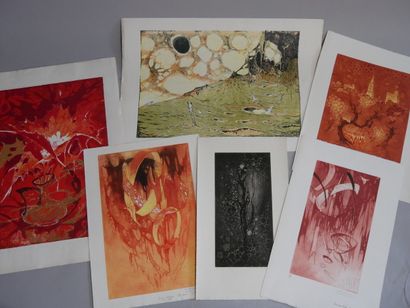Ensemble de 40 gravures de Lucien Véchar...