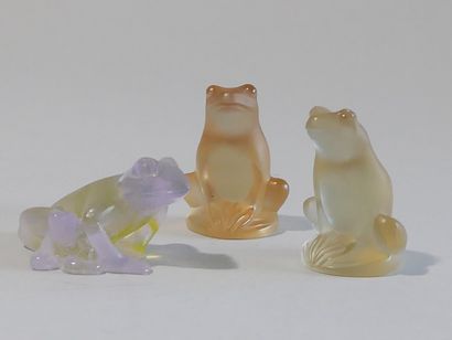 LALIQUE France - Couple de rainettes en cristal...