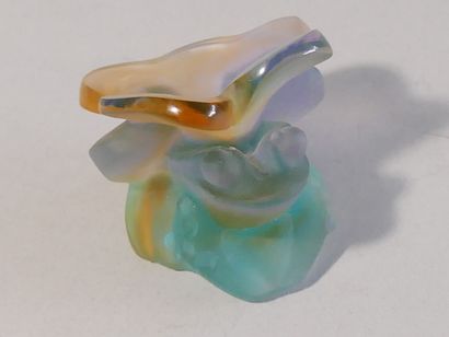 DAUM France - Grenouille surmontée d'un nénuphar...