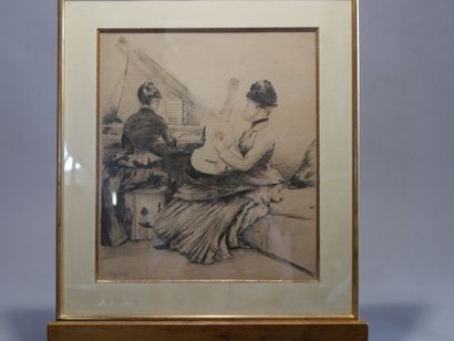 GOENEUTTE Norbert (1854-1894) )
Le Duo 
Gravure...