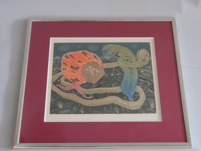 Lot of 2 lithographs: - Flower S. n° 43/75...