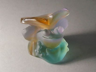 DAUM France - Grenouille surmontée d'un nénuphar...