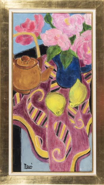 TAVE Georgette (1925 - 2008)
Rose et citrons,
Hst...