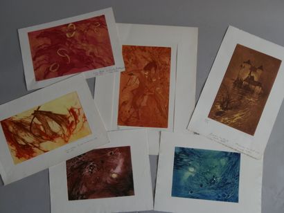 Ensemble de 40 gravures de Lucien Véchar...