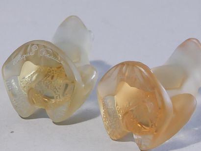 LALIQUE France - Couple de rainettes en cristal...