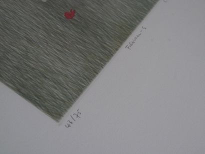 Lot of 2 lithographs: - Flower S. n° 43/75...