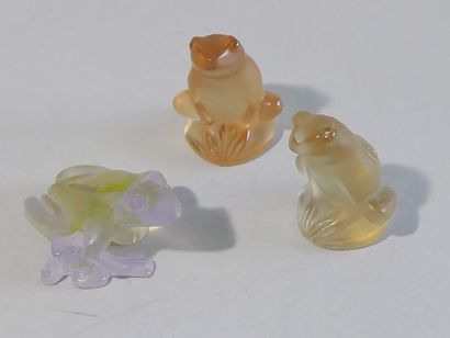 LALIQUE France - Couple de rainettes en cristal...
