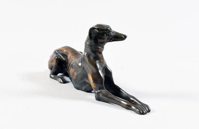 Modern school Sitting greyhound with crossed...