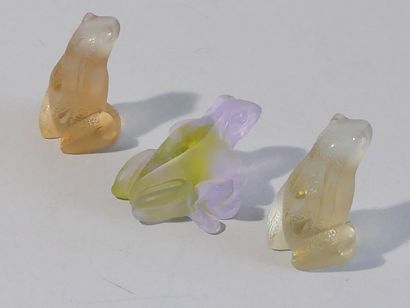 LALIQUE France - Couple de rainettes en cristal...