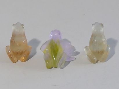 LALIQUE France - Couple de rainettes en cristal...