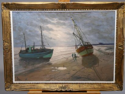 TELLIER Maurice 
Marée basse Bretagne, 
Hst,...