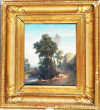 BOUQUET Michel (1807 - 1890)
Bord de rivière,...