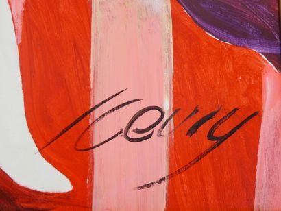 FLEURY Alain Clown, Hst sbd, 100 x 81 cm
