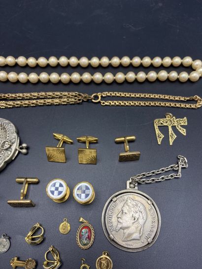 Set of costume jewelry and silver key ri...