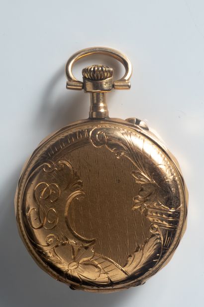 Montre de col et contre boîtier en or jaune...