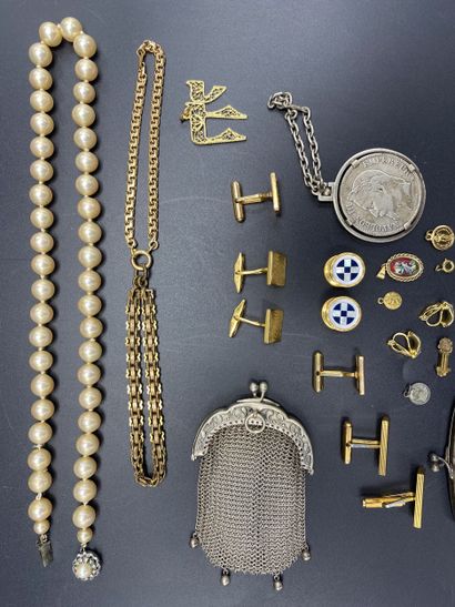 Set of costume jewelry and silver key ri...