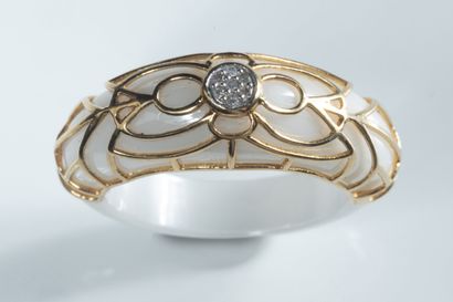 Bague jonc céramique blanche ornée d’un décor...