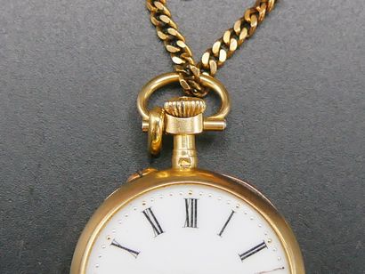 Montre de col et contre boîtier en or jaune...