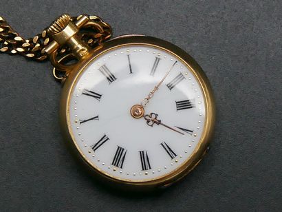Montre de col et contre boîtier en or jaune...