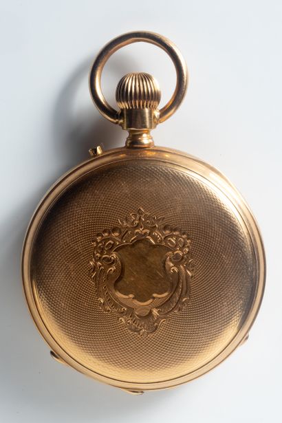 Montre gousset et contre boîtier en or jaune...
