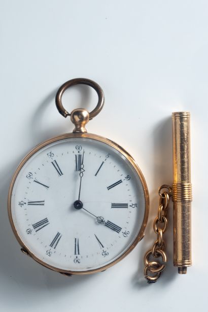 Montre de gousset et contre boîtier en or...