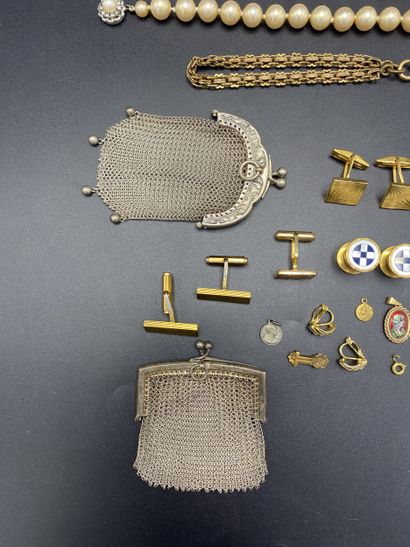 Set of costume jewelry and silver key ri...