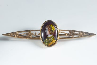 Accidental barrette brooch set with a Limoges...