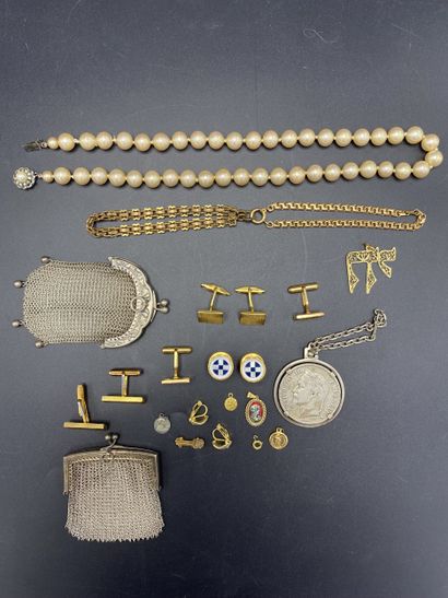 Set of costume jewelry and silver key ri...