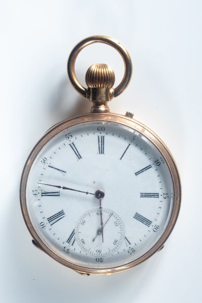 Montre gousset et contre boîtier en or jaune...