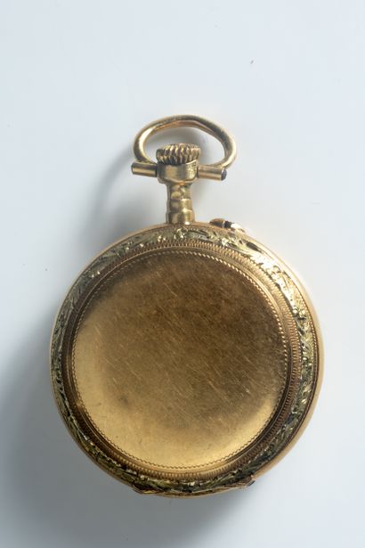 Montre de col et contre boîtier en or jaune...