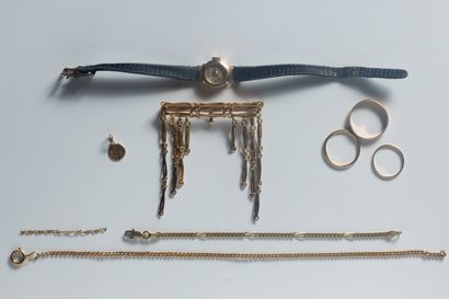 Lot of yellow gold (750 thousandths) jewelry,...