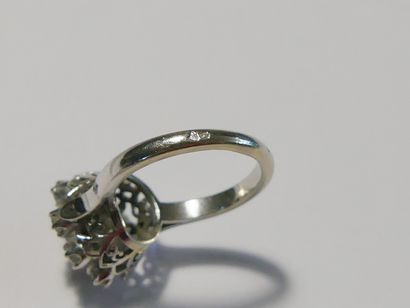 Round daisy ring in white gold (750 thousandths)...
