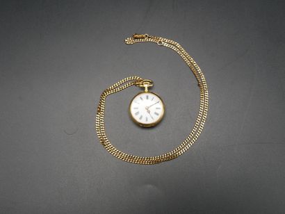 Montre de col et contre boîtier en or jaune...