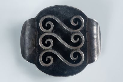 JEAN AUGIS. Modernist brooch in silver (800...