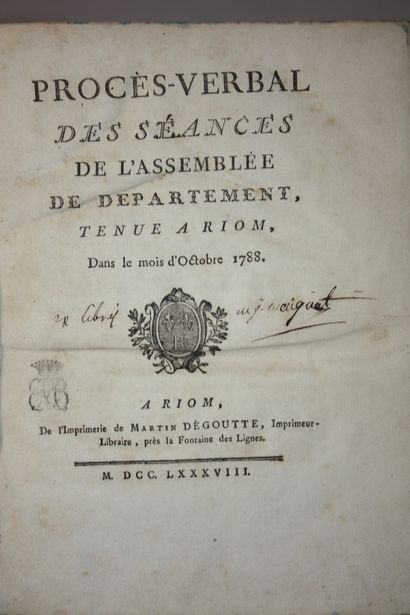 PROCES VERBAL DES SEANCES DE L'ASSEMBLEE...