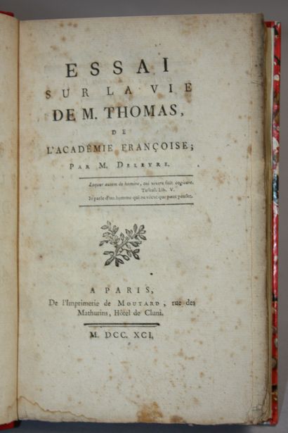 DELEYRE. Essai sur la vie de M. Thomas, de...